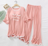 Rose Pink Let Me Sleep Half Sleeves Plazzo PJ Set