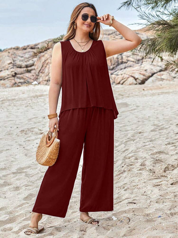 Plain Maroon Sando Tshirt With Plazo Pajama