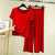 Plain Red Tshirt With Black Round Neck And Plazo Pajama (Half Seleeve)