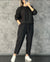 Winter Fleece Co-ords: Stylish Black 2-Piece Set with Cocoon Pants and Sweatshirt