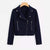 Cross Zipper Fleece Coat - Navy Blue