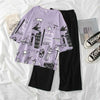 Purple Multi Planets Printed Shirt With Black Trouser