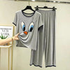 Plain Grey Daffy Duck Tshirt With Black Round Neck And PLazo Pajama (Half Seeleve)