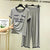 Plain Grey Let Me Sleep Tshirt With Black Round Neck And PLazo Pajama (Half Seeleve)