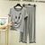 Plain Grey Smiley Face Tshirt With Black Round Neck And PLazo Pajama (Half Seeleve)