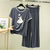 Plain Grey K-Pop Heart Tshirt With White Round Neck And PLazo Pajama (Half Seeleve)