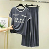 Plain Grey Let Me Sleep Tshirt With White Round Neck And PLazo Pajama (Half Seeleve)