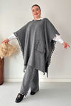 Open Shawl Style Lace Work 2-Pcs Winter Co-Ord Set