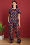 DEEP BLUE POPPY GARDEN PRINTED SHIRT AND TROUSER