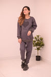 Winter Black Gray Heart Co-Ord Set Night Suit