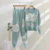 White Rose Printed Style 2-Pcs Winter Tracksuit For Her