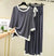 Grey White Round Neck Plazzo PJ Set