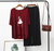 Plain Red K-Pop Heart V Neck T Shirt with Black Plazzo