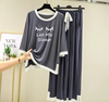 Grey Let Me Sleep White Round Neck Plazzo PJ Set