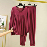 Maroon Round Neck Frill and Plazoo For Women