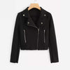 Cross Zipper Fleece Coat -Black