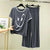 Plain Grey Smiley Face Tshirt With White Round Neck And PLazo Pajama (Half Seeleve)