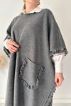 Open Shawl Style Lace Work 2-Pcs Winter Co-Ord Set