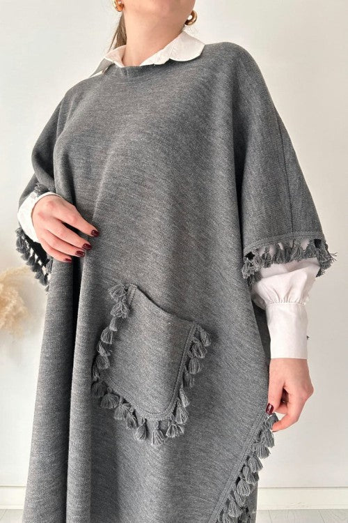 Open Shawl Style Lace Work 2-Pcs Winter Co-Ord Set