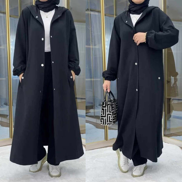 Long Button Hoodie Style 2-Pcs Winter Co-Ord Set