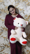 Maroon V-Neck Women Night Suit PJ Set