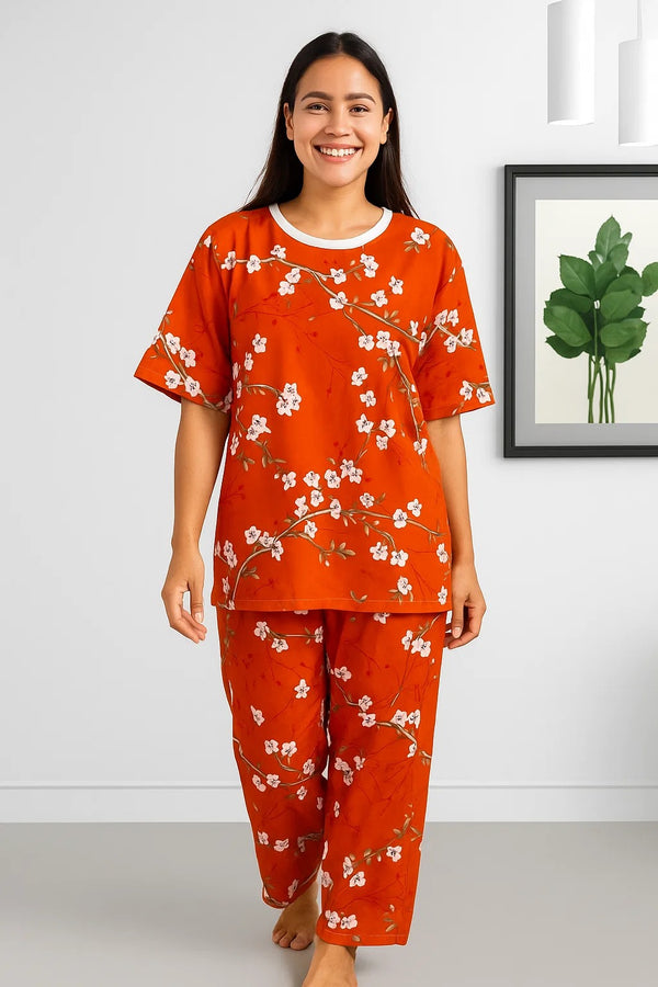 CHERRY BLOSSOM COMFORT PRINTED SHIRT AND TROUSER