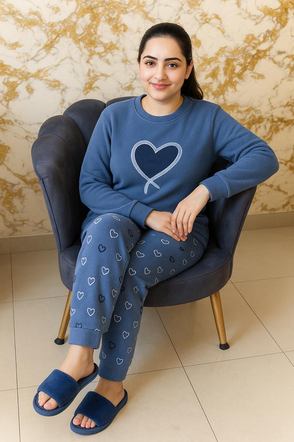 Winter Ocean Heart Co-Ord Set Night Suit
