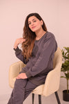 Winter Black Gray Heart Co-Ord Set Night Suit