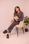 Winter Black Gray Heart Co-Ord Set Night Suit