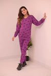 Winter Purple Sleepy Love Co-Ord Set Night Suit