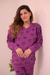 Winter Purple Sleepy Love Co-Ord Set Night Suit