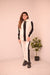 Zipper twin color winter fleece fabric track suit - Beige and Black