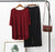 Plain Red V Neck T Shirt with Black Plazzo